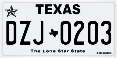 TX license plate DZJ0203