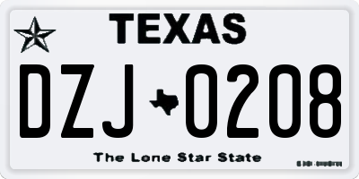 TX license plate DZJ0208