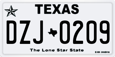 TX license plate DZJ0209
