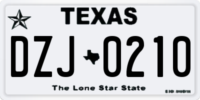 TX license plate DZJ0210