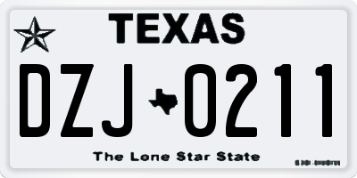 TX license plate DZJ0211
