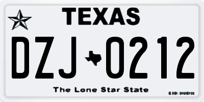 TX license plate DZJ0212