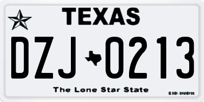 TX license plate DZJ0213