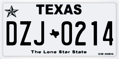 TX license plate DZJ0214