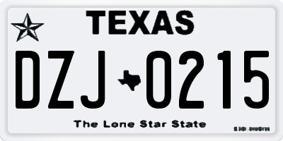 TX license plate DZJ0215