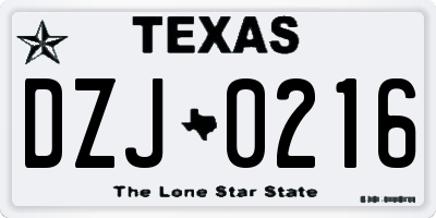 TX license plate DZJ0216