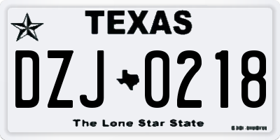 TX license plate DZJ0218