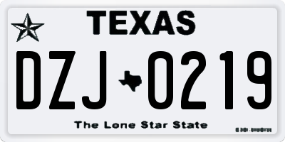 TX license plate DZJ0219