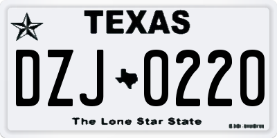 TX license plate DZJ0220