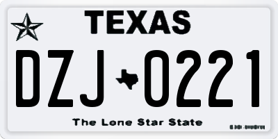 TX license plate DZJ0221