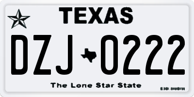 TX license plate DZJ0222