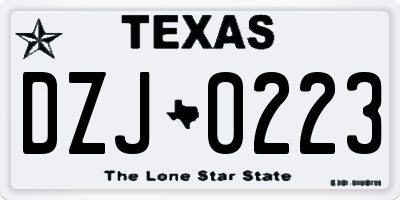 TX license plate DZJ0223