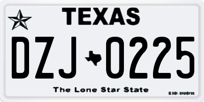 TX license plate DZJ0225