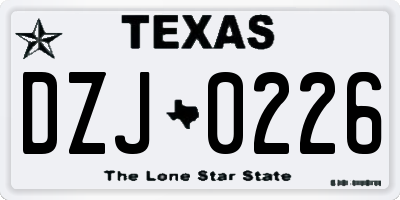 TX license plate DZJ0226
