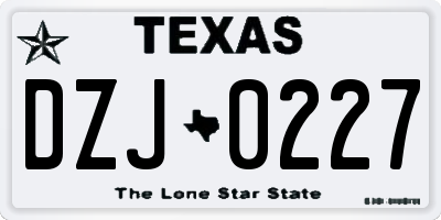 TX license plate DZJ0227