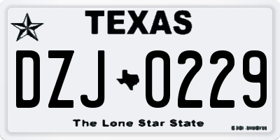TX license plate DZJ0229