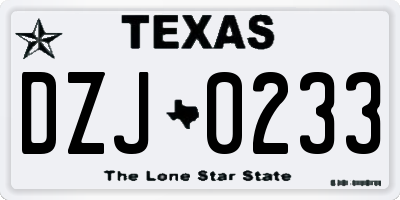 TX license plate DZJ0233