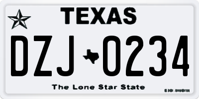 TX license plate DZJ0234