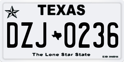 TX license plate DZJ0236