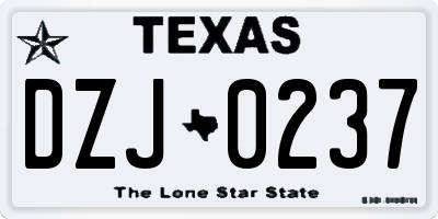 TX license plate DZJ0237