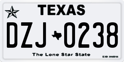 TX license plate DZJ0238