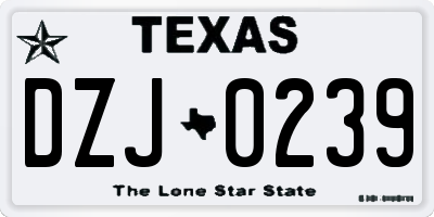 TX license plate DZJ0239