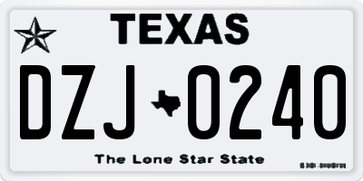 TX license plate DZJ0240