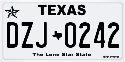 TX license plate DZJ0242
