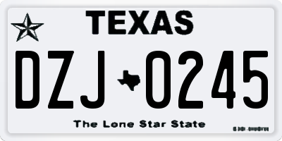 TX license plate DZJ0245