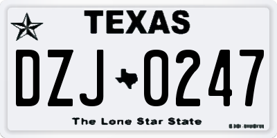 TX license plate DZJ0247