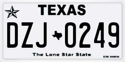 TX license plate DZJ0249