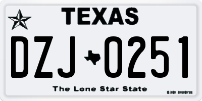 TX license plate DZJ0251