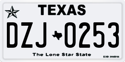TX license plate DZJ0253