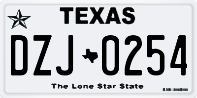TX license plate DZJ0254