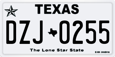 TX license plate DZJ0255