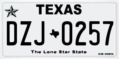 TX license plate DZJ0257