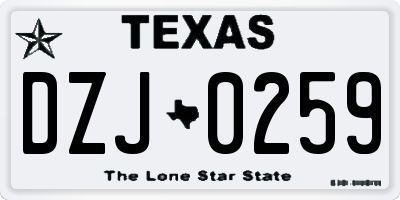 TX license plate DZJ0259