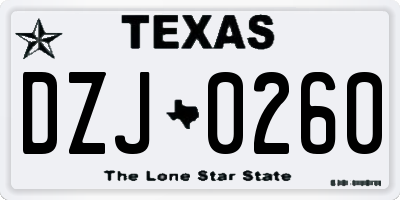 TX license plate DZJ0260