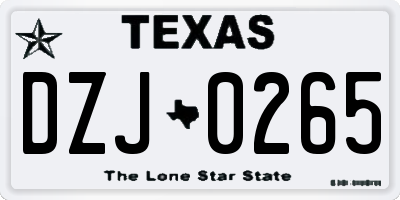 TX license plate DZJ0265