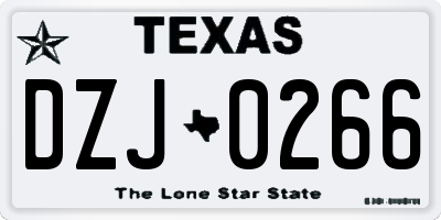 TX license plate DZJ0266