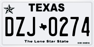TX license plate DZJ0274