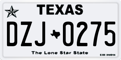 TX license plate DZJ0275