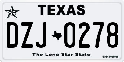 TX license plate DZJ0278