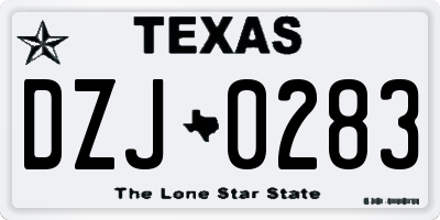 TX license plate DZJ0283