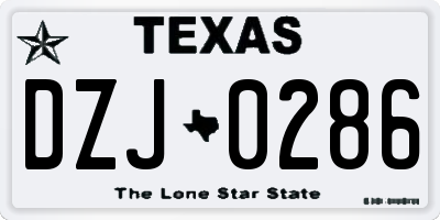 TX license plate DZJ0286