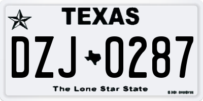 TX license plate DZJ0287
