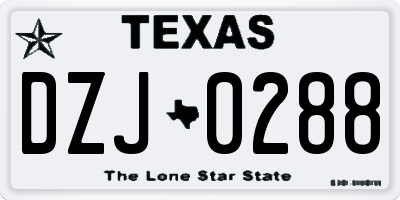 TX license plate DZJ0288
