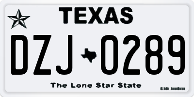 TX license plate DZJ0289