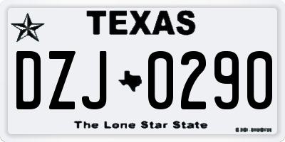 TX license plate DZJ0290