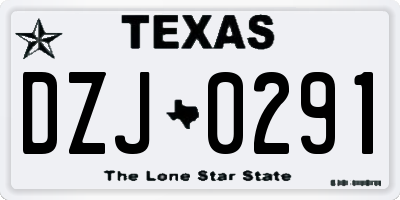 TX license plate DZJ0291